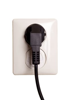 Electric outlet with plug, isolated on background