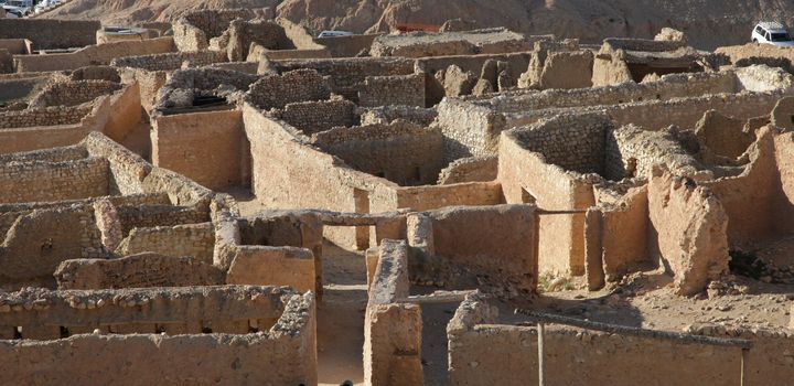 Ruins of mountain oasis Chebika at border of Sahara, Tunisia