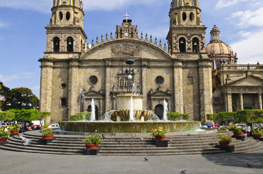 Cathedral in historic  center in Guadalajara, Jalisco, Mexico