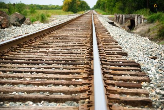 Railway tracks on a sunny day.