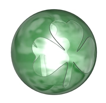 3d shamrock on green ball isolated in white
