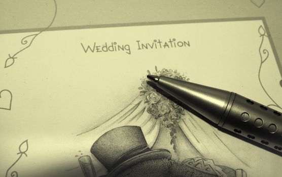 close shot of a wedding invitation