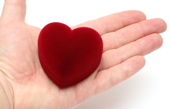 heart on man's palm - gift on valentine day