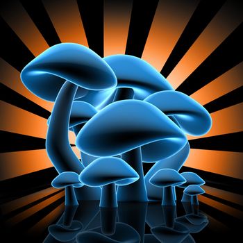 Computer Generated Image - Mushrooms Design .