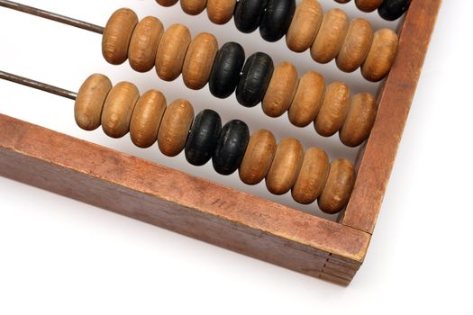 part of old wooden abacus close-up