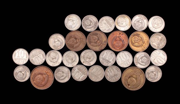 car symbol - silhouette of silver and gold coins