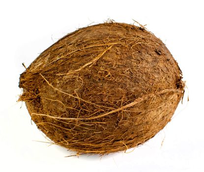 whole healthy coconut isolated on white background