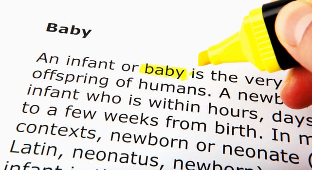 Text highlighted in yellow with felt tip pen