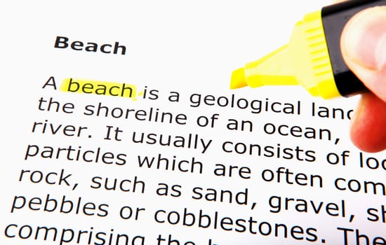 Text highlighted in yellow with felt tip pen