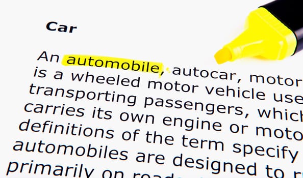Text highlighted in yellow with felt tip pen