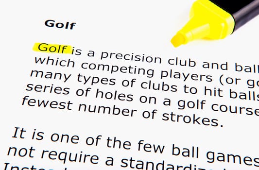 Text highlighted in yellow with felt tip pen
