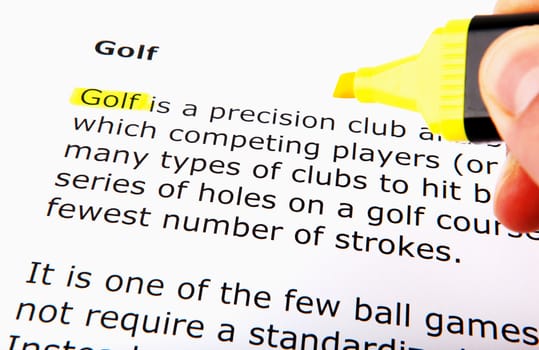 Text highlighted in yellow with felt tip pen