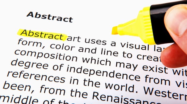 Text highlighted in yellow with felt tip pen