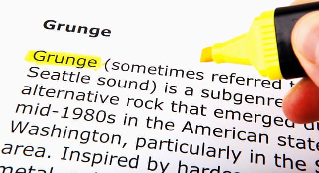 Text highlighted in yellow with felt tip pen