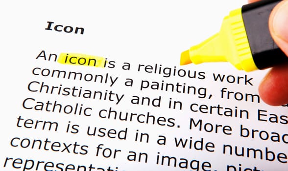 Text highlighted in yellow with felt tip pen