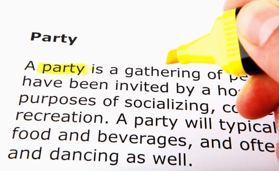 Text highlighted in yellow with felt tip pen