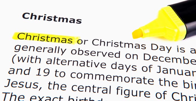 Text highlighted in yellow with felt tip pen
