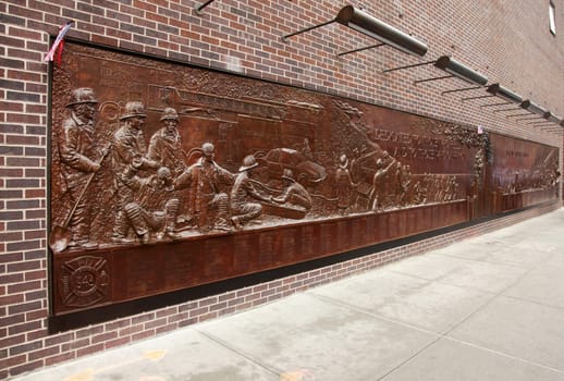 NEW YORK CITY - OCTOBER 9:  Mural dedicated to the lives lost amongst the New York Fire Department on 911 October 9, 2012 in New York, NY.