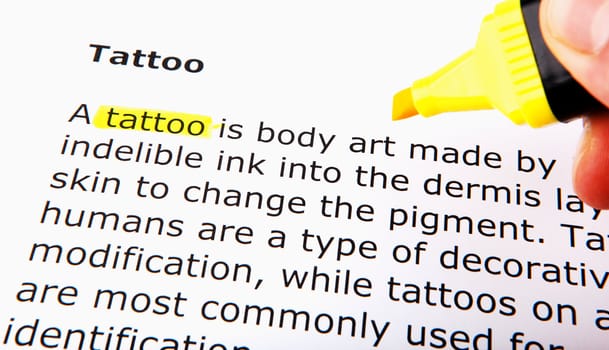 Text highlighted in yellow with felt tip pen