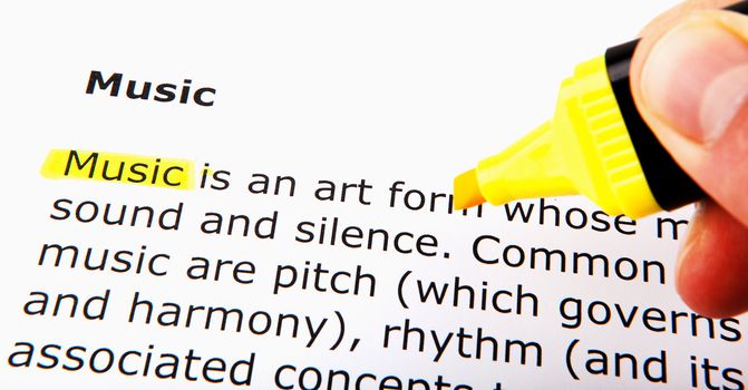Text highlighted in yellow with felt tip pen