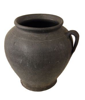 Clay pot of manual work. It is possible to store milk or other liquid