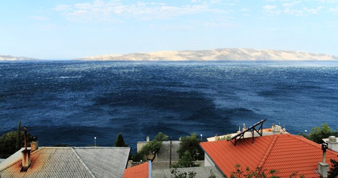 Raging sea with furious waves and fierce wind (Croatia-Senj)