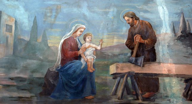 Holy Family, fresco painting