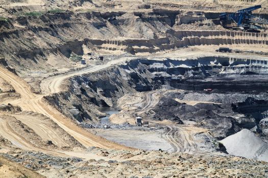 Coal mining in an open pit