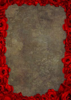 Illustration of red flowers over a grunge background