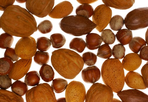 Background with assortment of nuts