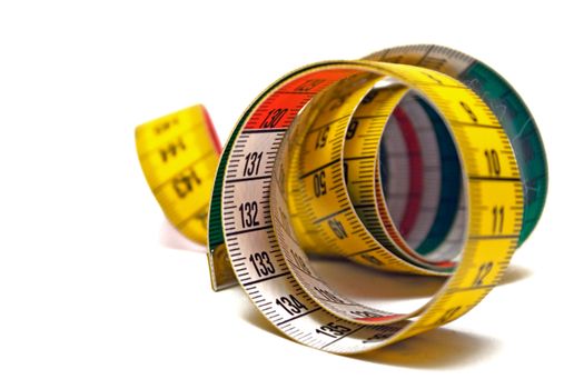 Colorful measuring tape isolated on a white background.