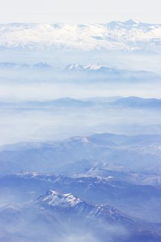 View from the plane over the Alps