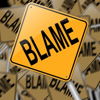 Illustration depicting a sign with an blame concept.