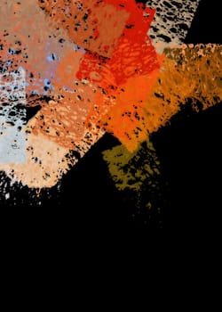 Abstract paint strokes on black background. Digital illustration.