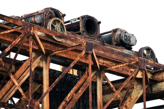 Rusty marble processing industrial machine.