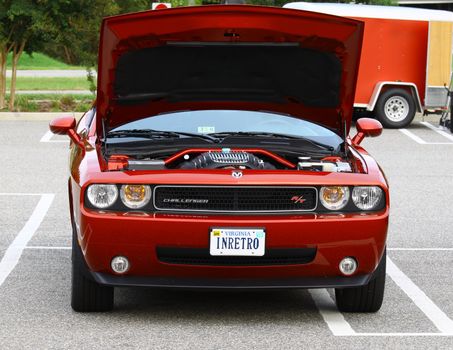 GLOUCESTER, VA, USA -SEPTEMBER 16: 2011 Dodge Challenger in the Middle Peninsula Classic Cruisers Club weekly Car Show. Main Street Center. September 16, 2011 in Gloucester, VA, USA