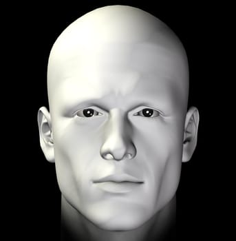Male figure portrait on black background. Digitally created 3d illustration.