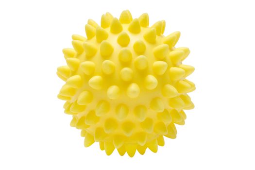 Yellow massage ball isolated on white. File contains clipping path.