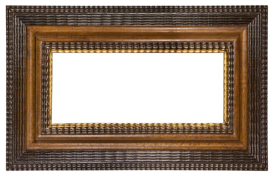 Brown wooden empty frame for putting your pictures in. Clipping path included.