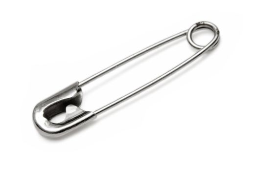 Safety pin isolated on white.