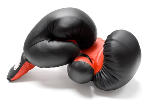Pair of boxing gloves isolated on a white background.