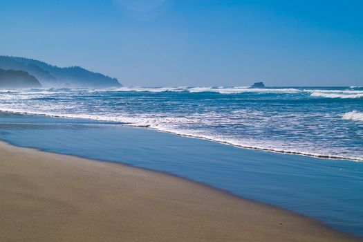 Ocean Waves on the Shore on a Clear, Sunny Day