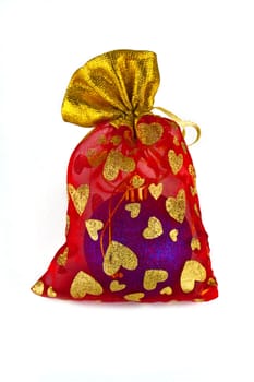  Photo New Year's bag with a dark blue ball inside