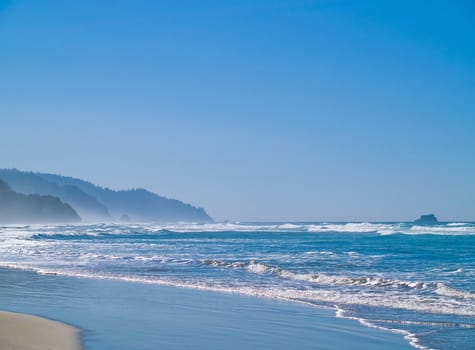 Ocean Waves on the Shore on a Clear, Sunny Day