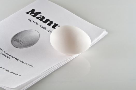 Photo the instruction with crude egg