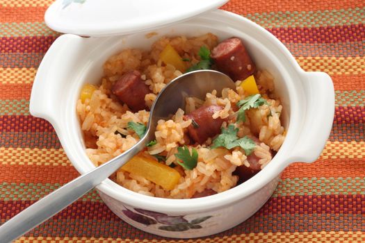 rice with sausages and vegetables