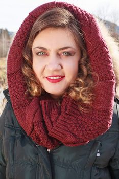 Portrait of a young woman on a cold day