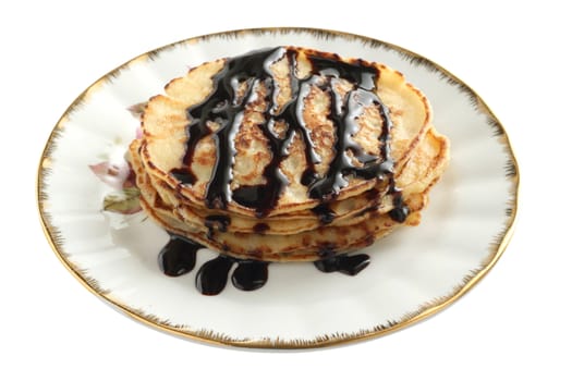 pancakes with chocolate sauce