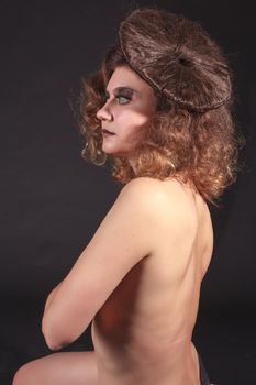 Naked woman with hairstyle trend