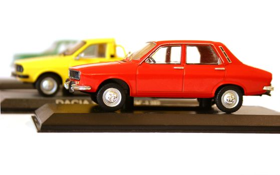 Colorful collection of eastern European classic model cars